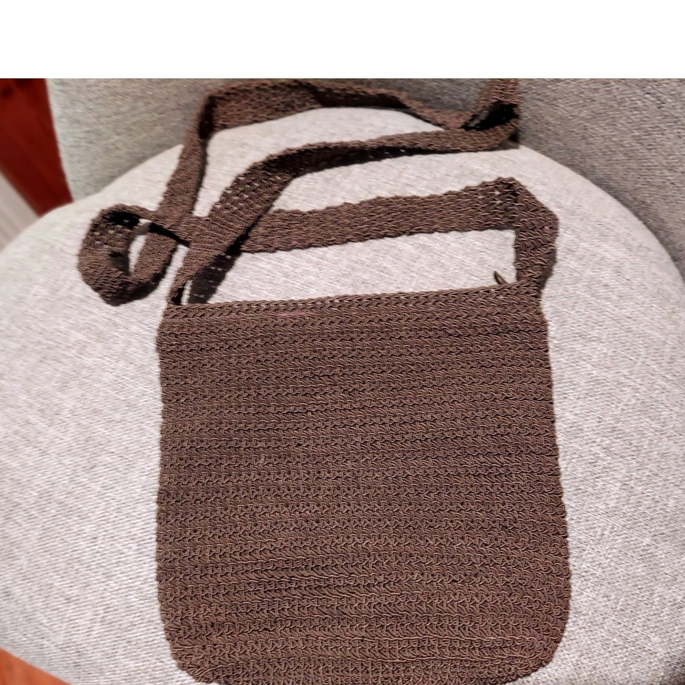 Brown Crochet Sak Crossbody Bag with Floral Embroidery EUC - Picture 3 of 4